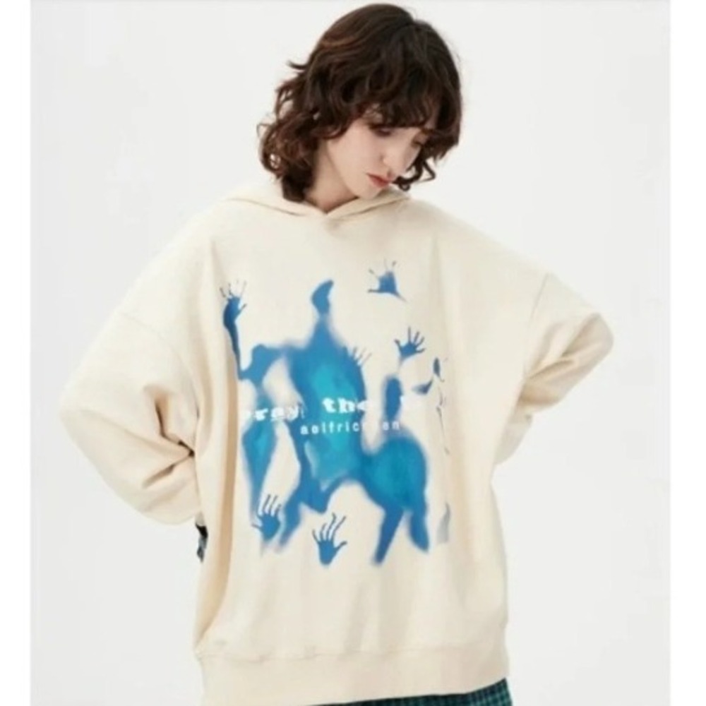 Aelfric Eden Graphic Hoodie Pray the Lord Blue Shadow‎ Print Oversized Size S - Picture 2 of 7
